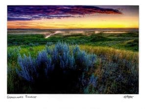 Grasslands Sagebrush Sunrise Notecard By Robert Postma