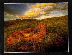 Big Red Rock Against Cloudy Sky Matted Print - Robert Postma