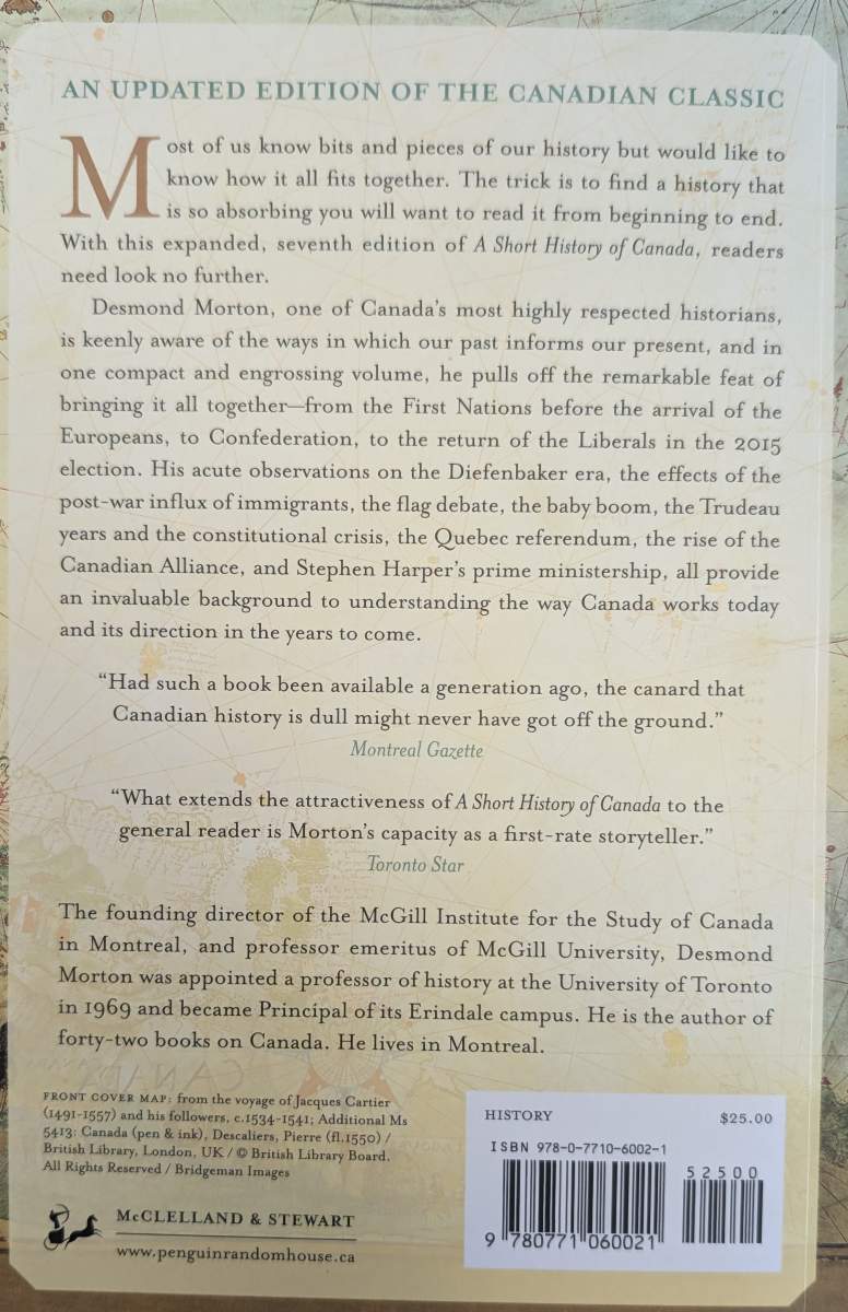 A Short History Of Canada Back Cover